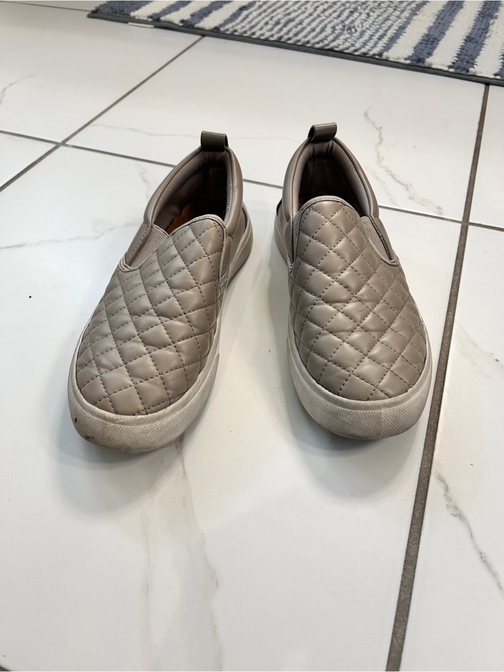 Quilted Slip-On Flats in Taupe for Women